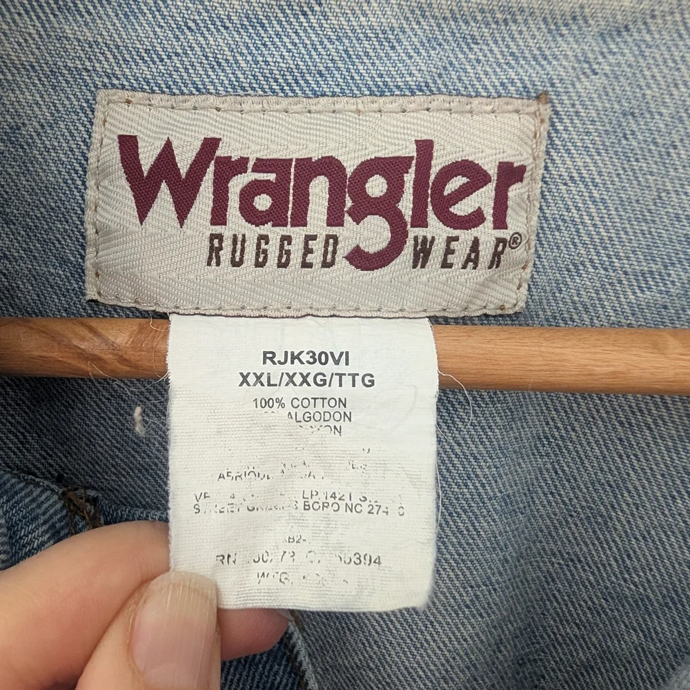 Wrangler Rugged Wear Men's XXL 2XL Indigo Denim Trucker Jacket
